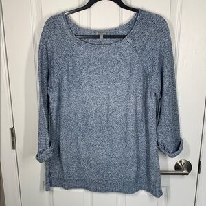 T by Talbots blue knit cotton scoop neck sweater size XL